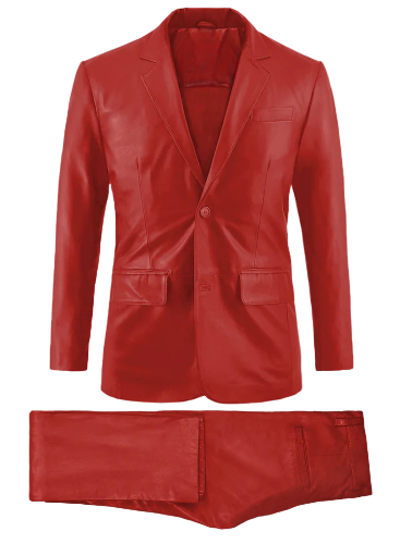 Men's Tango 2 Button Red Leather Suit