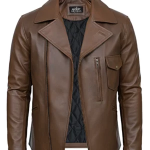 Mens Vintage Brown Cafe Racer Leather Jacket
