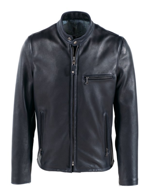 Mens Waxed Natural Cowhide Cafe Leather Jacket