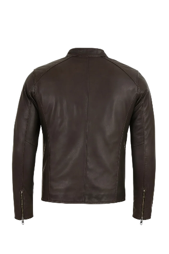 Mens Wislo Brown Bomber Leather Jacket