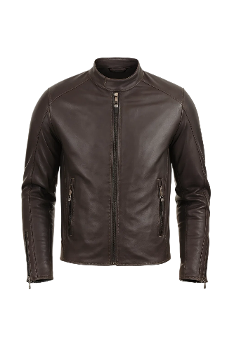 Mens Wislo Brown Bomber Leather Jacket