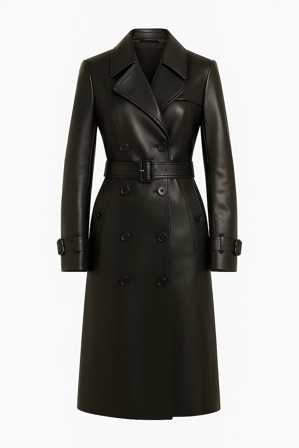 Women's Black Real Leather Long Coat | Leather Coat