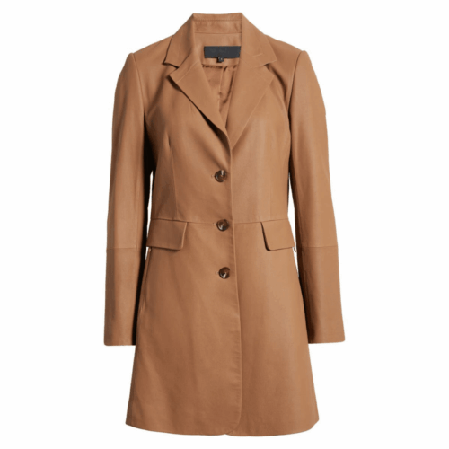 Womens Brown Long Real Leather Coat