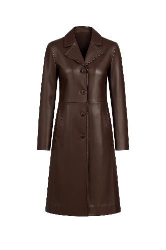 Womens Brown Real Leather Coat