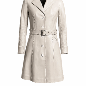 Women's Moonlight Silver Leather Trench Coat