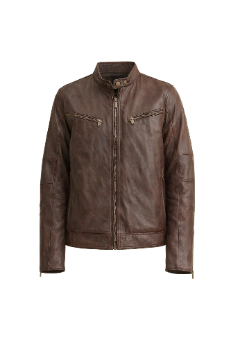 Men’s Brown Moto Biker Leather Jacket