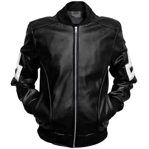 Men's 8 Ball Classic Black Leather Bomber Jacket