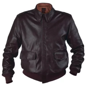 Mens Air Force A-2 RAAF Flight Dark Brown Leather Jacket