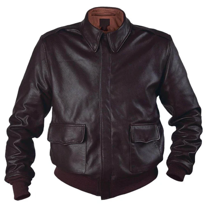 Mens Air Force A-2 RAAF Flight Dark Brown Leather Jacket