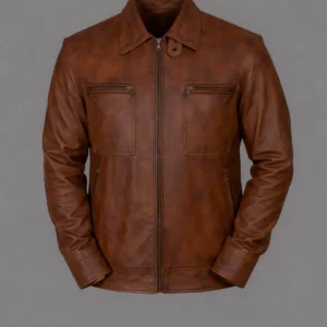 Men’s Distressed Brown Biker Leather Jacket
