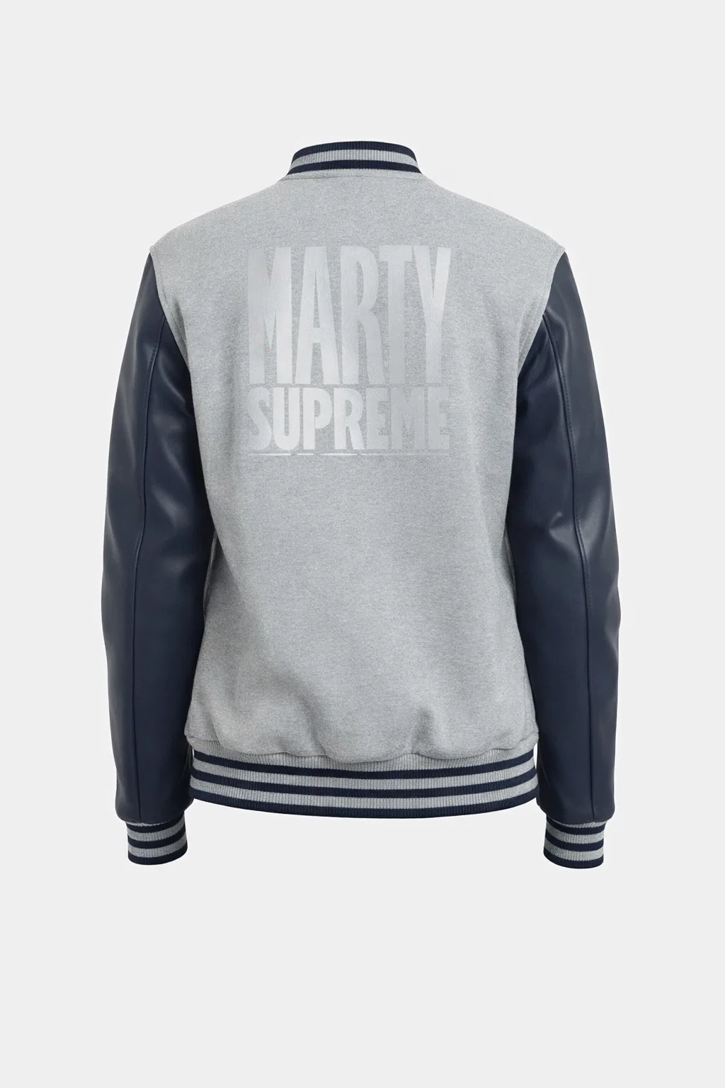Supreme Varsity Sweat Jacket M グレー バーシティ Marty Supreme Gray and Navy Blue Varsity Jacket