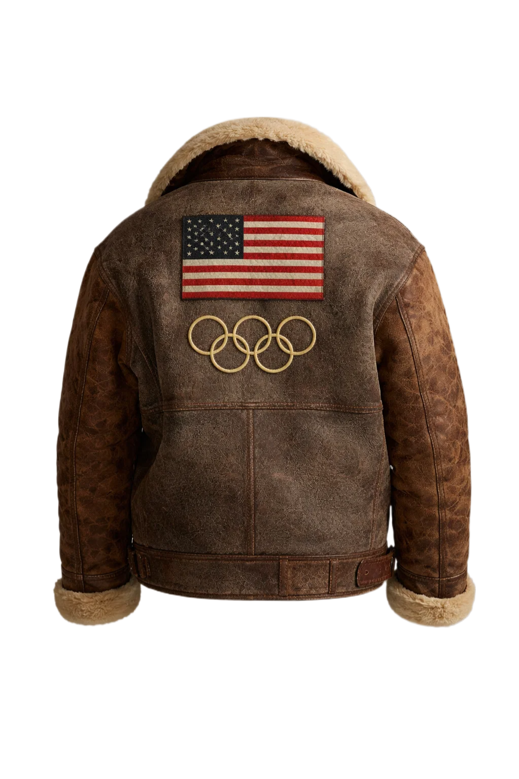 Polo Ralph Lauren Team USA Brown Leather Flight Jacket