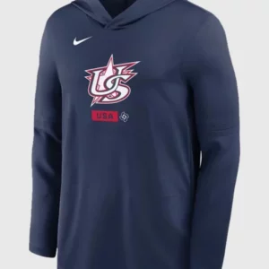 トップス 22nd Anniv.US Cotton Baseball Logo Sweat USA 2026 World Baseball Classic Long Sleeve Hoodie T-Shirt