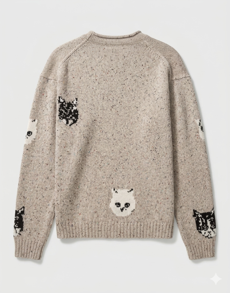 Beef S02 Josh Crane-Martin Cat Print Pullover Sweater