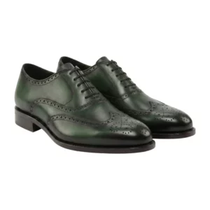 Forest Green Full Brogue Oxford Leather Shoes