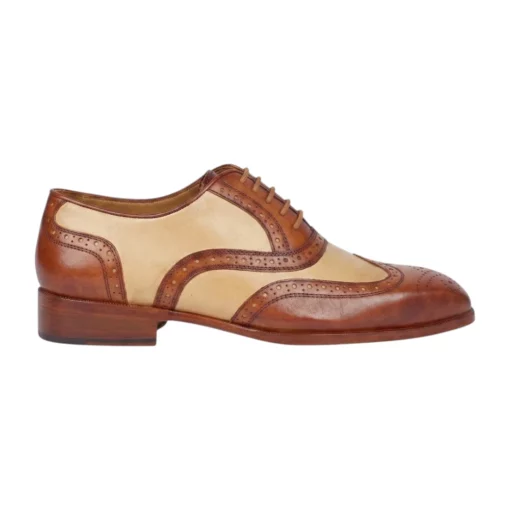 Men's Brown & Beige Two-Tone Oxford Shoes