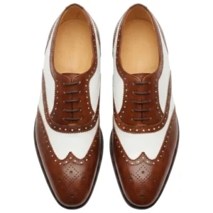 New & lingwood Two-Tone Brown and White Leather Wingtip Brogues 10E Men main image 4