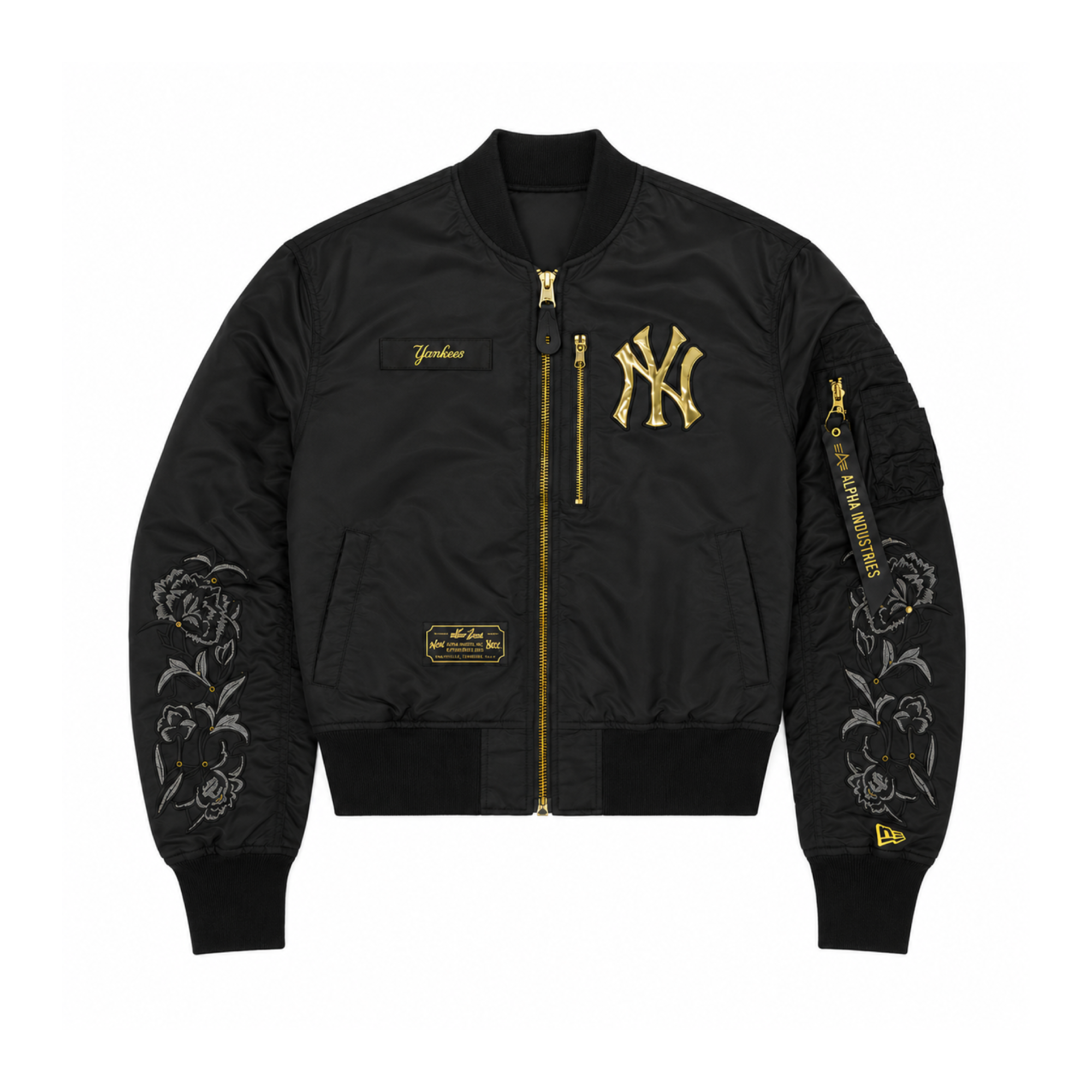 NY Alpha X New Era L-2B Cropped Black Bomber Jacket